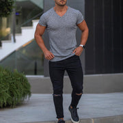 Men's Summer V-neck Sports Breathable Bottoming Shirt