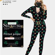 Patrick's Day Green Men's And Women's Long Sleeve Digital Printing One Piece Dress