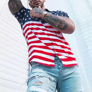 Muscle Fit Shirt, Flag Shirt, Patriotic Men's Shirt, 4th of July shirt,  Red White and Blue Shirt, Stars and Stirpes Shirt