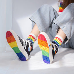 Gay Pride Women's high top rainbow canvas shoes