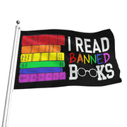 Gay Pride Flag, Gay Pride Rainbow Flag,, I read banned books Gay Pride Flag, Rainbow Flag,