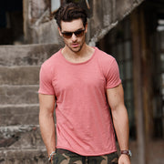 Spring and summer fashion tide slim thin new round neck solid color T-shirt