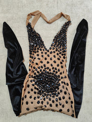 Gray Velvet Rhinestone Stretch One-piece Stage Performance Clothing Woman