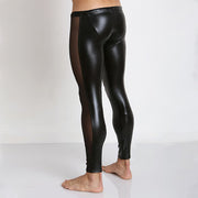 Gay Men's PU Leather Mesh Tights