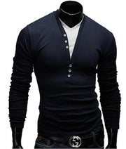 Gay Men's Muscle Fit Shirt, Gay Men Slim Fit Shirt, Long Sleeve V-Neck Layered Men T-Shirt