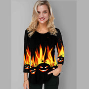 Halloween elements round neck gradient print ladies T-shirt