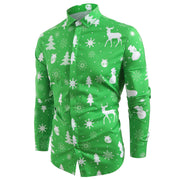 Men's Long Sleeve Christmas Flower Shirt