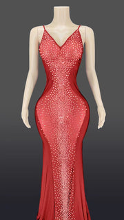 Drag Queen Dress, Drag Queen Gown, Drag Queen Outfit, Drag Queen Clothing, Women's Rhinestone Fringe Mesh Stretch Slim Dress