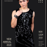 Nightclub Male Singer Rock DS Slim Fit Performance Dress Sequin Tank Top