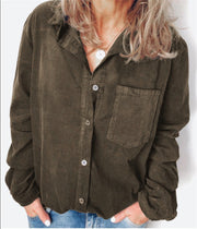 New Style Corduroy Women's Plus Size Shirt Jacket