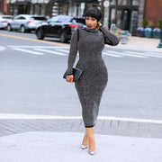 Long Sleeve Net Yarn Hot Rhinestone Dress Nightclub Dress