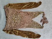 Gray Velvet Rhinestone Stretch One-piece Stage Performance Clothing Woman