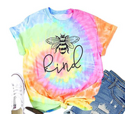 Women's Casual pullover round neck plus size t-shirt, Ladies' Be Kind tie-dye t-shirt