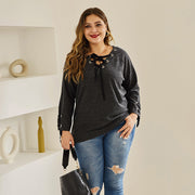 Round Neck T-shirt Plus Fat Plus Size Knitted Top