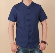 Men Shirt Fashion Chinese style Linen Slim Fit Casual Short Sleeves Shirt Camisa Social Business Dress Shirts