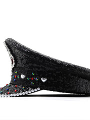 Sequin Love Gift Wide Brim Hat Performance And Show Stage Diamond Visor Cap