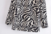Autumn Zebra Print Woolen Blazer - Women's
