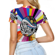 The Future is Inclusive Crop Top, Gay Pride, Gay Pride Rainbow Sheer Tee Mesh Crop Top Short Sleeve T-shirt,