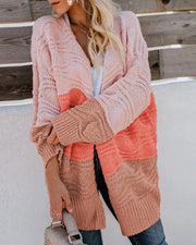 Patchwork Plus Size Cardigan Sweater - Women's