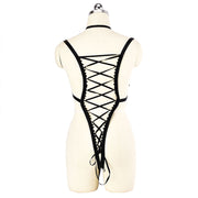 Women's Harness Underwear Feather Lace Cutout Set