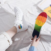 Gay Pride Rainbow bottom high-top canvas shoes