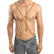 Gay Men's Body Chest Chain Metal Ring Charm Men