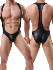 Gay Men's Body Suit, Gay Men's leather Body Suit, Faux Leather Bodysuit - wrestiling style