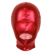 Unisex Latex Hood Mask Shiny Metallic OpenMouth Hole