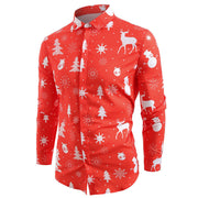 Men's Long Sleeve Christmas Flower Shirt