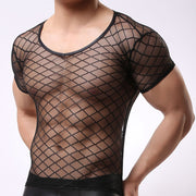 Gay Men's Muscle Fit Mesh T-shirt, Gay Men's Slim Fit Mesh T-shirt