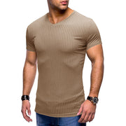 Solid Color Small V Neck European And American Men's T-shirt