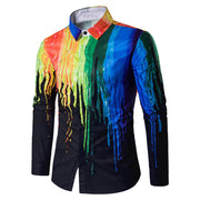 Rainbow Hidden Button Gay Pride Paint Splatter Shirt