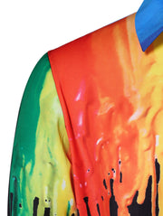 Rainbow Hidden Button Gay Pride Paint Splatter Shirt