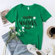 Fashion St. Patrick's Day new clover print men's and women's loose pullover short sleeved T-shirt