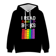 Gay Pride Rainbow Hoodies Pullover Sweatshirts with Pockets, Gay Pride Rainbow I read banned books