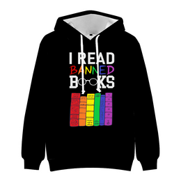 Gay Pride Rainbow Hoodies Pullover Sweatshirts with Pockets, Gay Pride Rainbow I read banned books