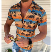 Short Sleeve Shirt Beach Casual Print Lapel Shirt