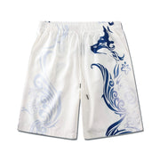 Digital Print White Totem Pattern Shorts Short Sleeve Suit For Men
