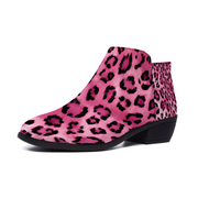 Pink Cheetah Round Toe Boots, Pink Leopard Round Toe Boots, Men's Boots, Women's Boots
