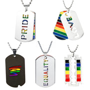 LGBT Pride Rainbow Double Layer Stainless Steel Pendant Necklace Gay Lesbian Bisexual Transgender Equality Jewelry