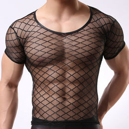 Gay Men's Muscle Fit Mesh T-shirt, Gay Men's Slim Fit Mesh T-shirt