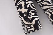 Autumn Zebra Print Woolen Blazer - Women's
