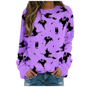 Halloween Ladies Print Long-sleeved Sweater