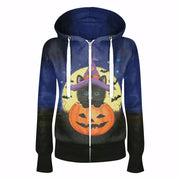 Halloween Men's And Women's Hooded Zipper Sweater Fashion Digital Printing Jacket