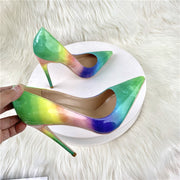 Drag Queen Shoes, Gay Pride stiletto Women's Shylock high heels, rainbow sexy high heels