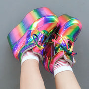 Gay Pride Sponge Cake Thick Soled Rainbow Casual Shoes