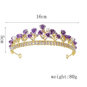 Drag Queen Crown, Drag Queen Tiara, Purple Rose Crystal Jewelry Drag Queen Crown