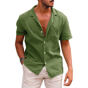 Men's Muscle Fit Casual Summer Shirt (Plus Size), Gay Men's Muscle Fit Casual Summer Shirt, Men's Men's Top Casual Button Down Shirt Short Sleeve Beach Shirt Summer