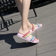 Rainbow sequin slippers