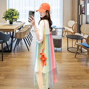 Rainbow Short-sleeved T-shirt Dress Women's Summer Dress Plus Size Mid-length